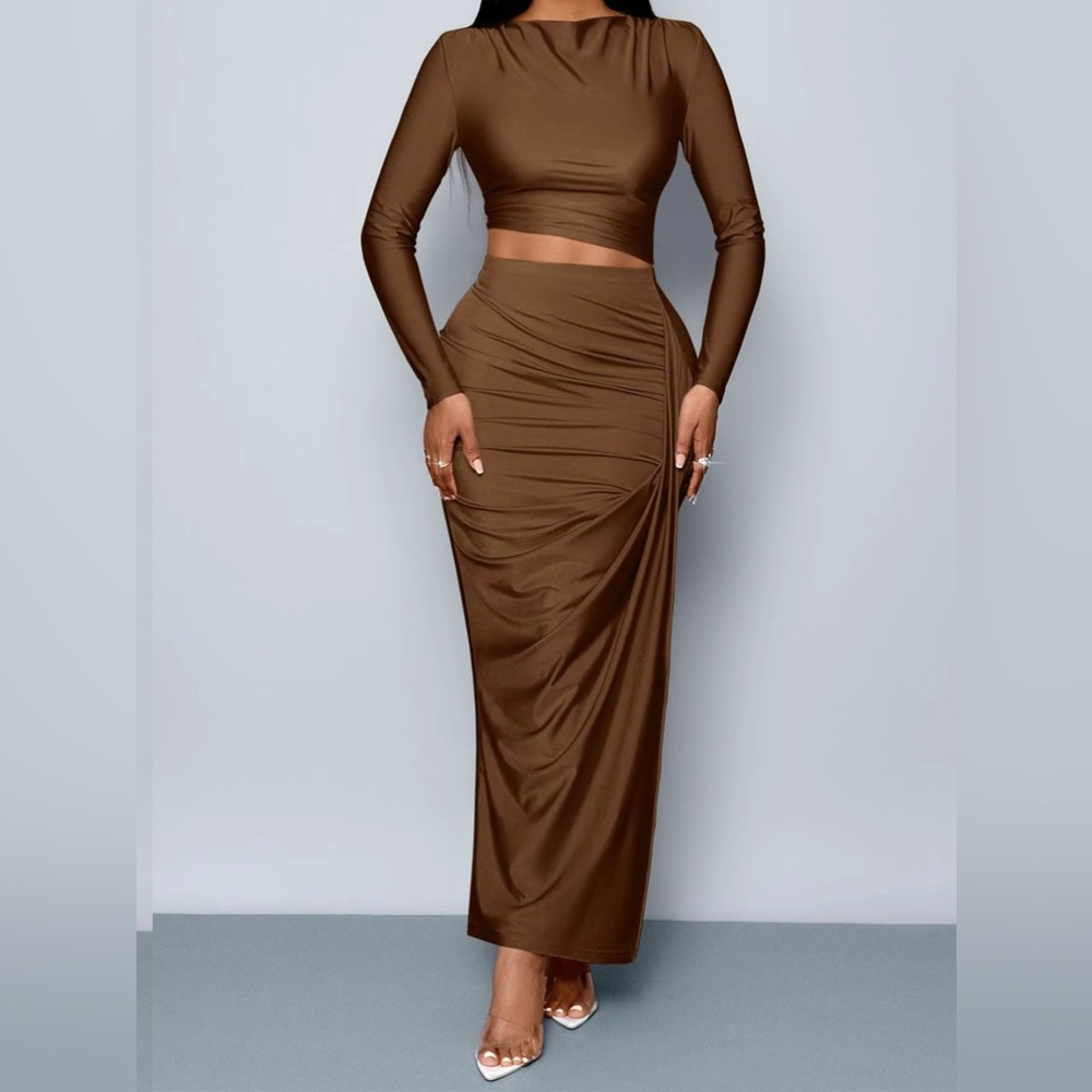 Chocolate Brown Women's Skirt Set